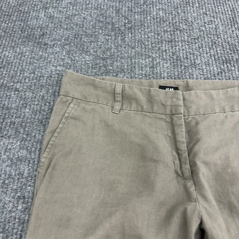 H&M Pants Womens 8 Tan Linen Wide Leg Casual Summer Trousers